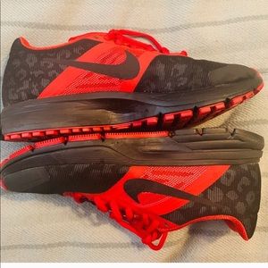 Black and red leopard Nike sneakers